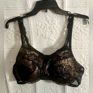 Curvy Studio Size 42D Bra Lightly Lined Underwire Black Lace Sexy